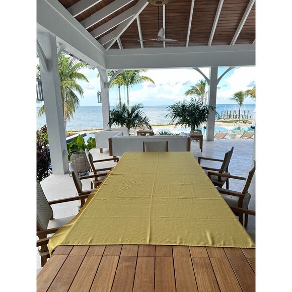 Vintage Tablecloth Gold Yellow 104" x 59" Rectangle - Picture 3 of 6